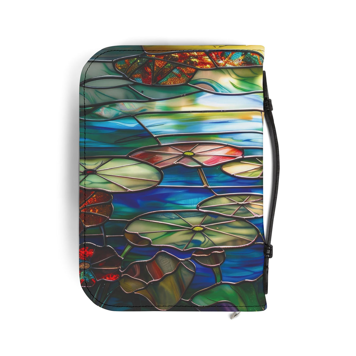 Personalised Stained Glass Lotus Bible Cover — Custom Name Zip-Around Case