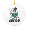 Personalised be a nurse they said ceramic ornament — skeleton nurse in scrubs with custom name funny gift