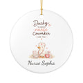 Personalised ducky nurse coworker ceramic ornament — cute duck nurse illustration with custom nurse name