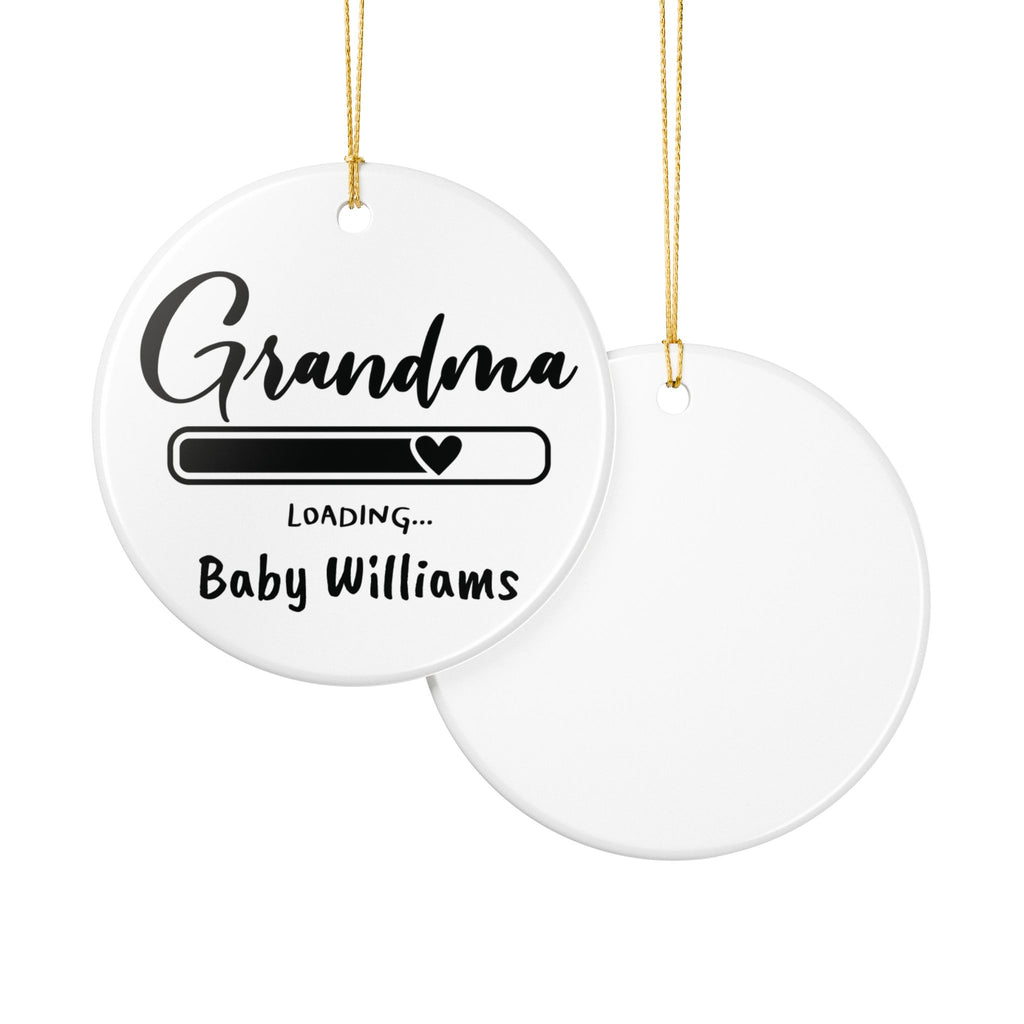 Grandma Loading ornament displayed close-up — personalised new grandma pregnancy reveal gift