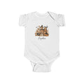 Personalised Halloween capybara autumn group baby bodysuit with trick or treat sign and custom name