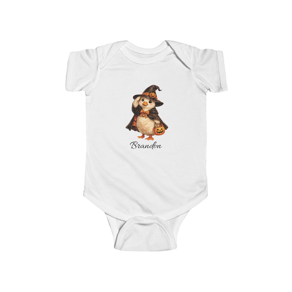Personalised Halloween owl witch baby bodysuit with watercolour design and custom name
