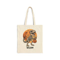 Personalised Halloween skeleton T-Rex full moon tote bag with bats pumpkin candy bucket and custom name
