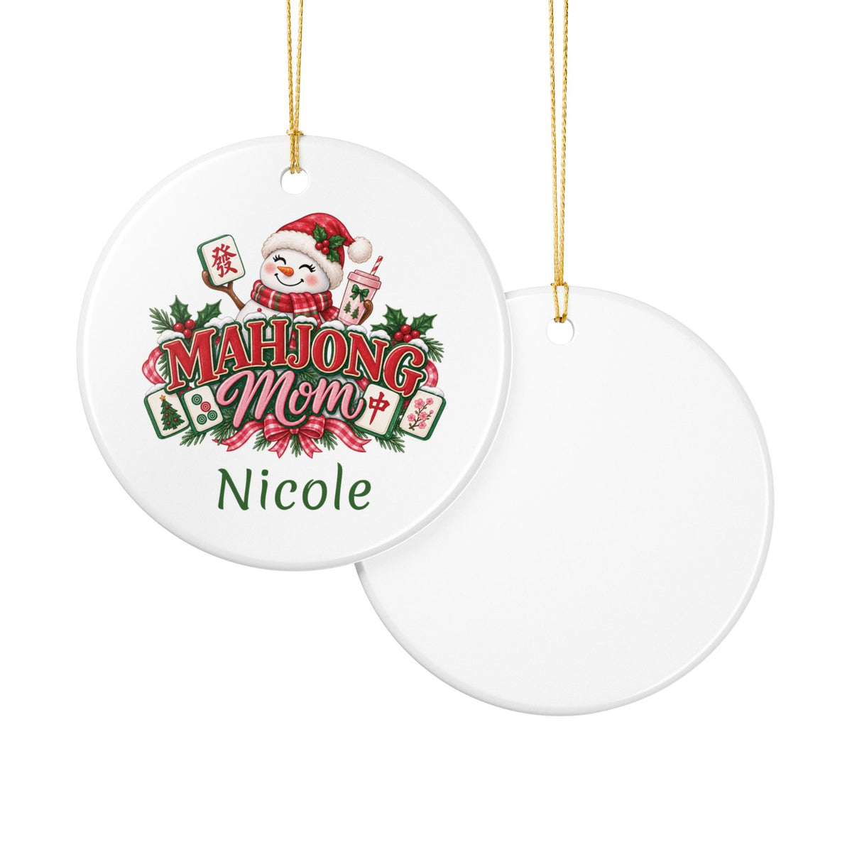 Personalized 1st wedding anniversary ceramic ornament with custom Mr & Mrs name - alternate view
