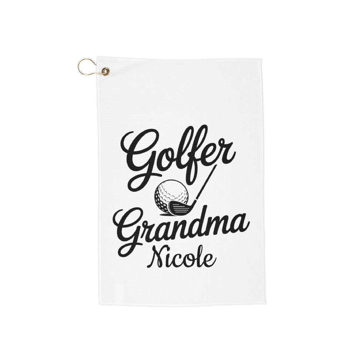 Personalized Golfer Grandma golf towel with custom name - main view