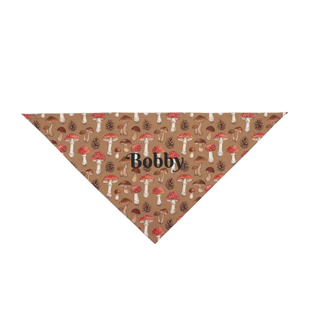Personalized Wild Mushroom dog bandana with custom pet name - main view