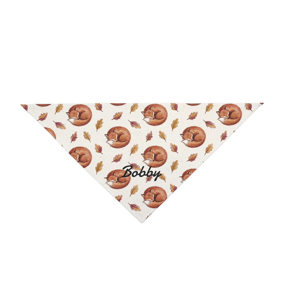 Personalized Sleeping Fox autumn dog bandana with custom pet name - main view