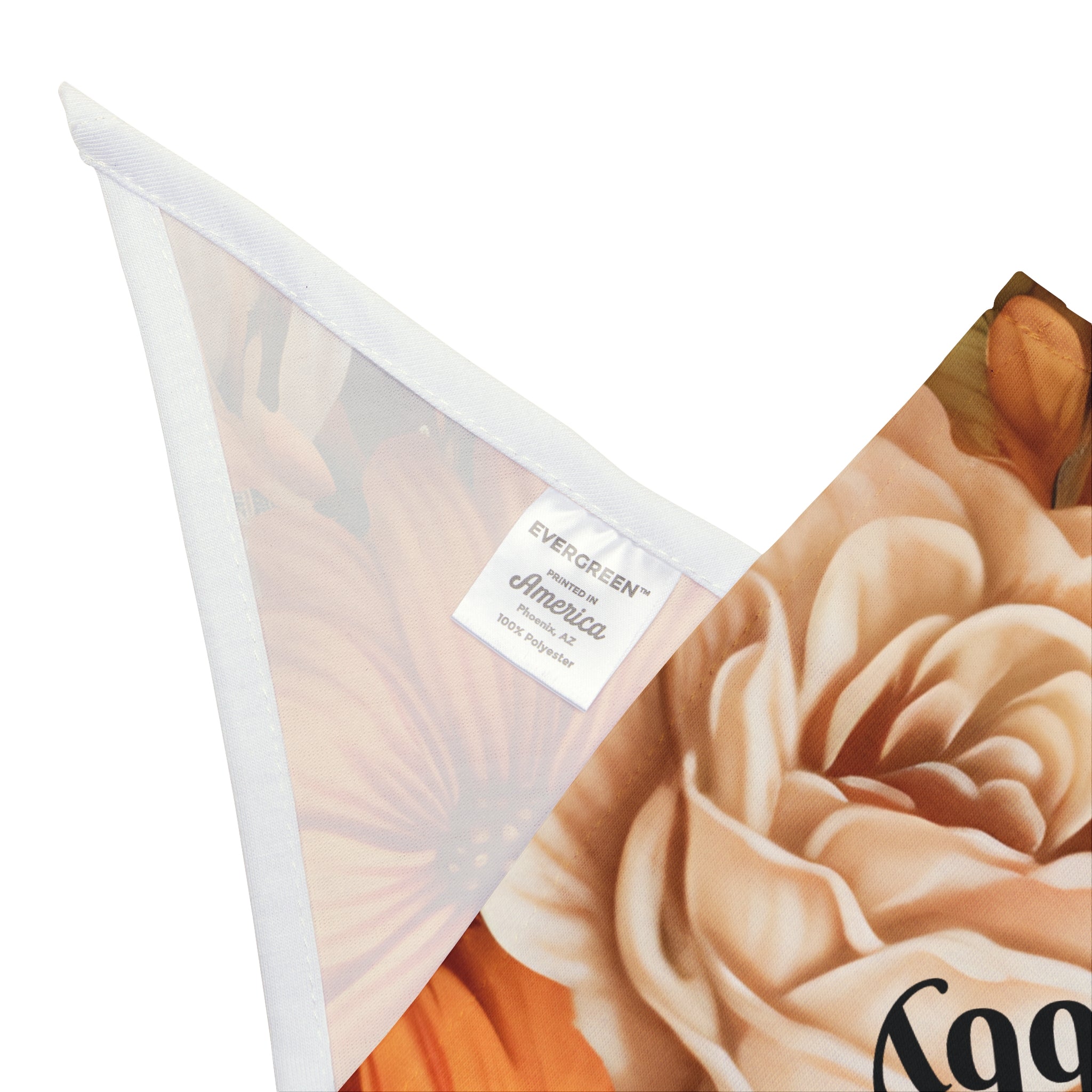 Autumn floral dog bandana size guide — personalised 20x9.75 and 27x13 inch polyester pet bandana