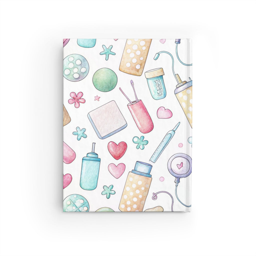 Personalised nurse hardcover journal spec shot — 5x7 inch 128 blank pages custom name gift for nurse