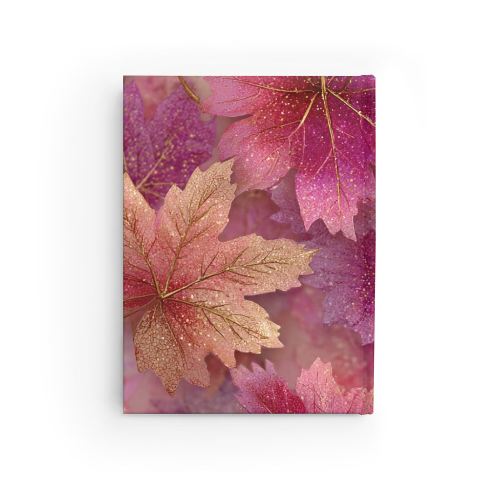 Pink glitter maple leaf journal spec — 5x7 inch 128 blank pages personalised gift for her mum grandma