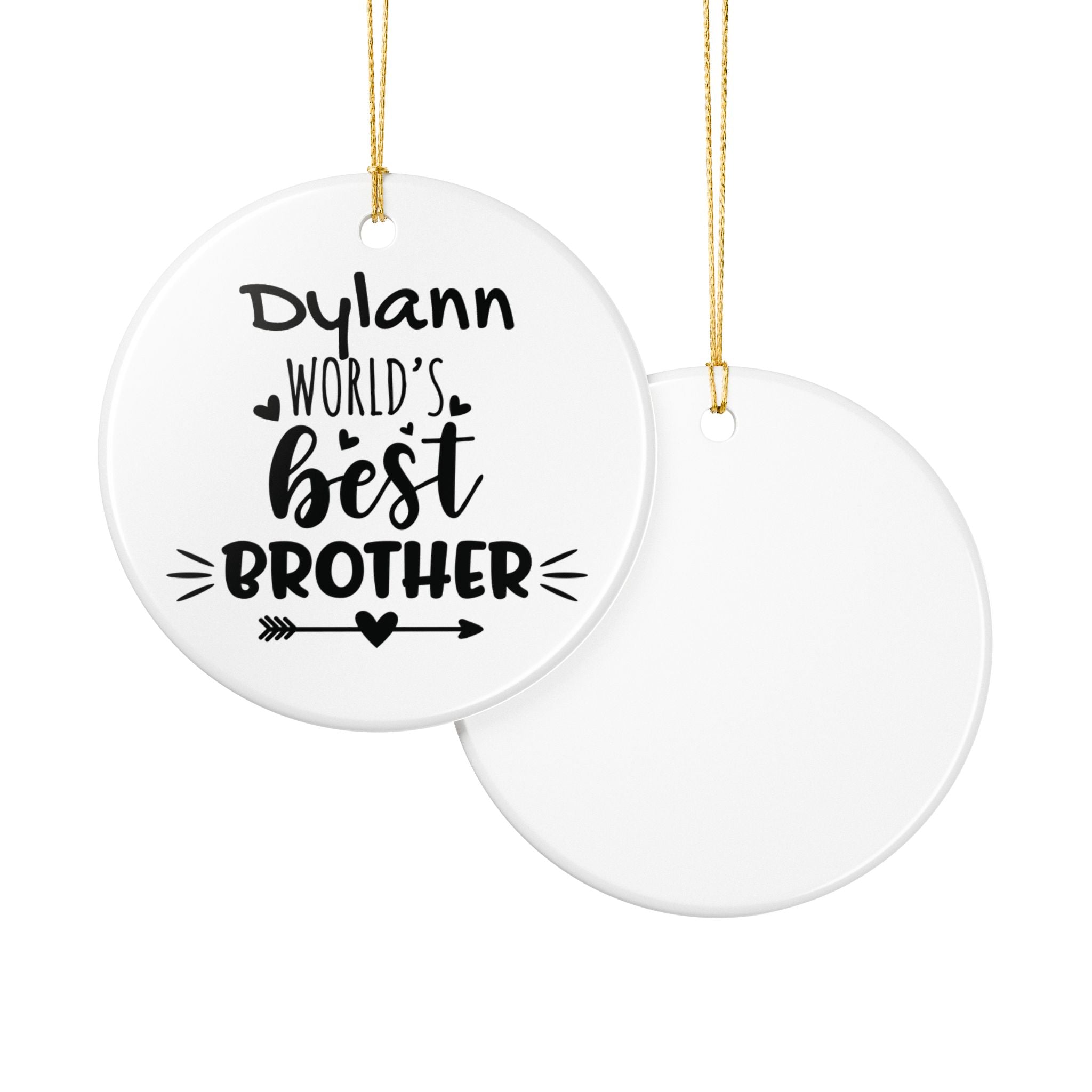 World's Best Brother personalised ornament displayed on white background — round ceramic brother keepsake gift